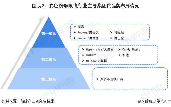 图表2：彩色隐形眼镜行业主要集团的品牌布局情况/